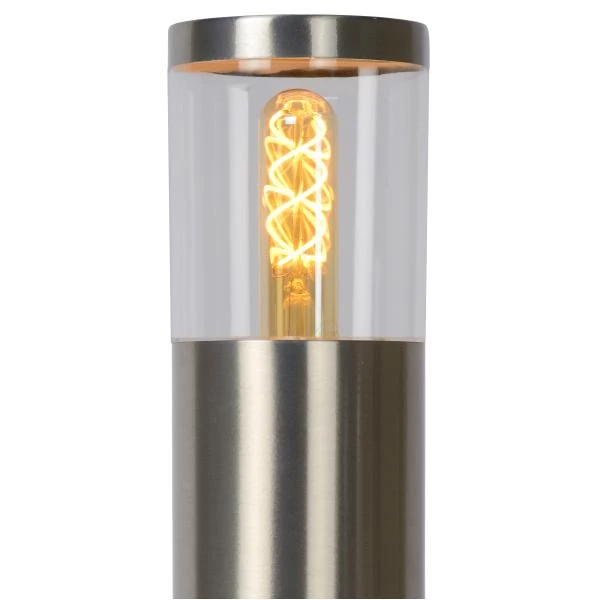 Lucide FEDOR - Bollard light - 1xE27 - IP44 - Satin Chrome - detail 1